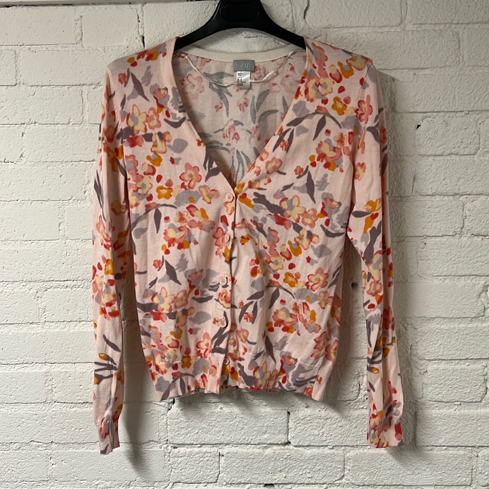 H&M Floral 100% Cotton Button Up Cardigan